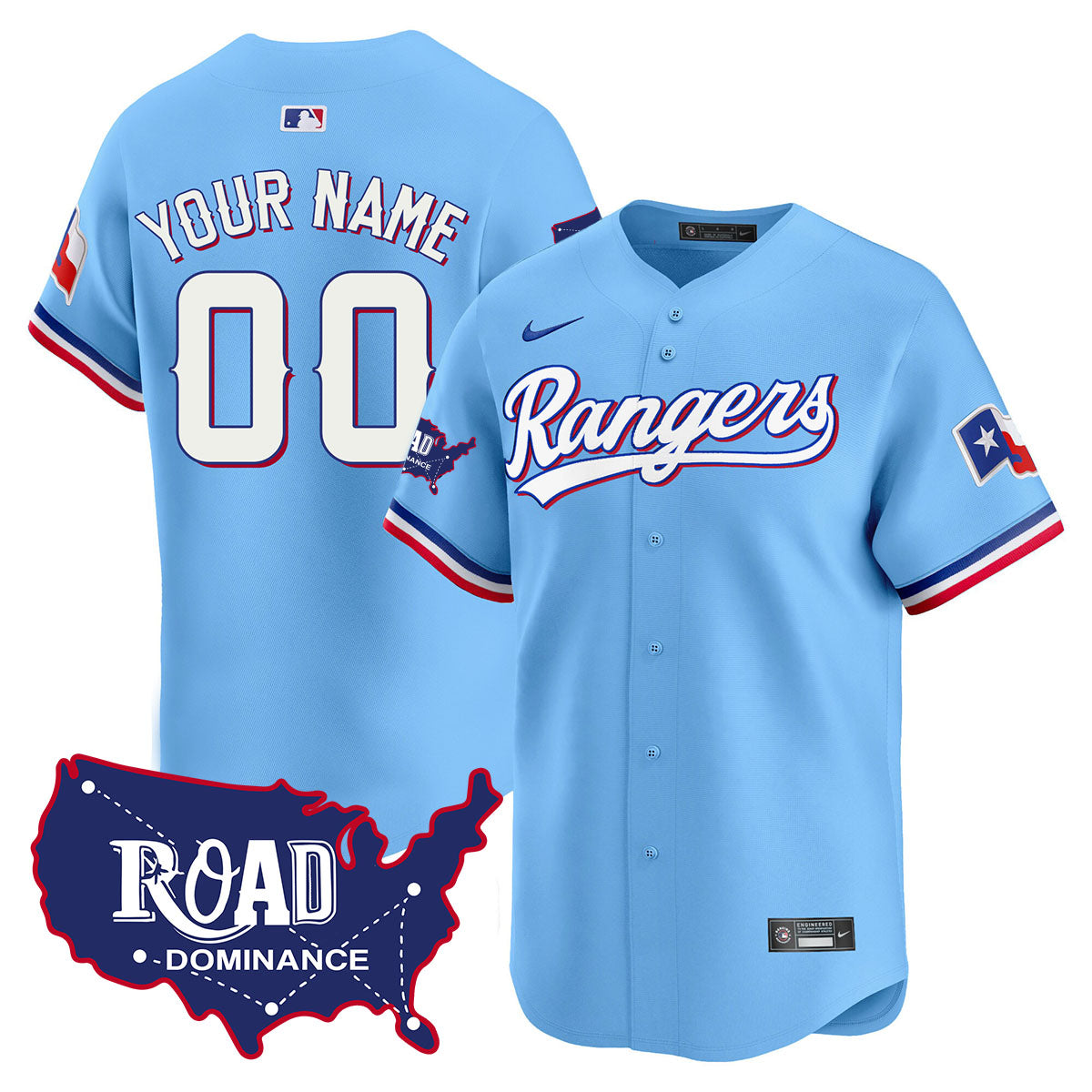 Rangers 2024 Road Dominance Limited Custom Jersey TLA - All Stitched