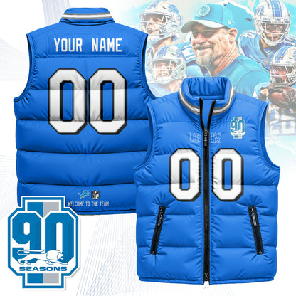 Personalized Detroit Lions Unisex Puffer Vest - Printed