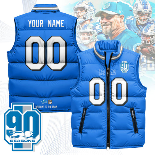 Personalized Detroit Lions Unisex Puffer Vest - Printed