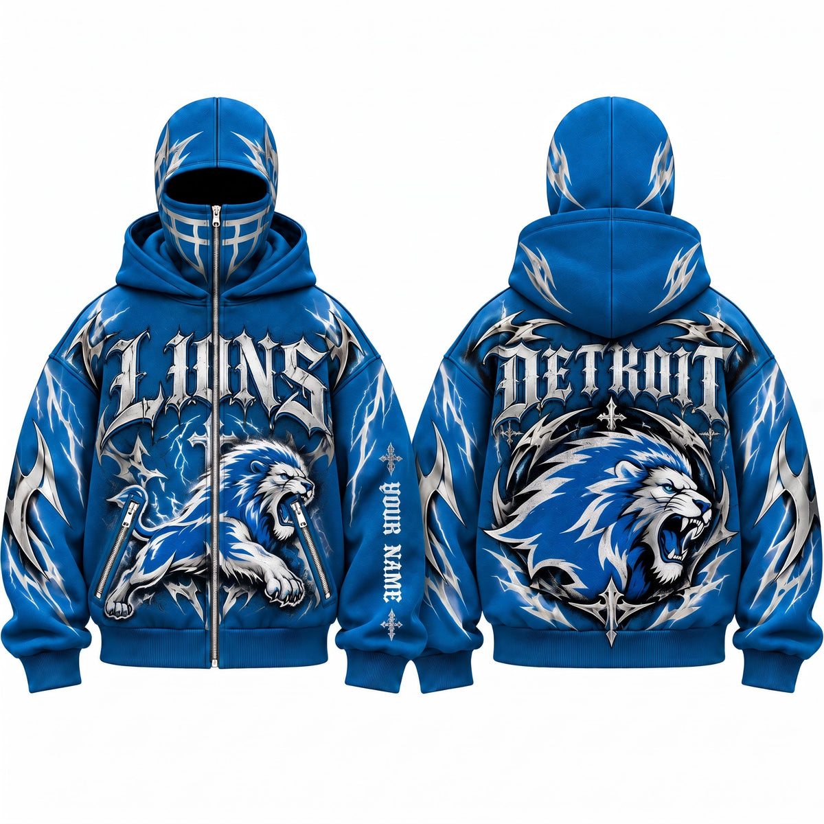 DET Gothic Style Personalized Mask Zip Up Hoodie - Printed