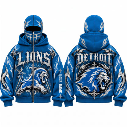 DET Gothic Style Personalized Mask Zip Up Hoodie - Printed