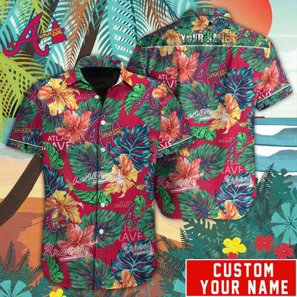 Atlanta Braves Special Hawaiian Design Button Shirt V2304 - The Lucky Shops