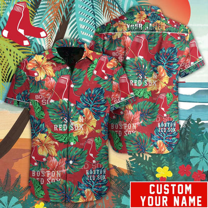 Boston Red Sox Special Hawaiian Design Button Shirt V2304 - The Lucky Shops