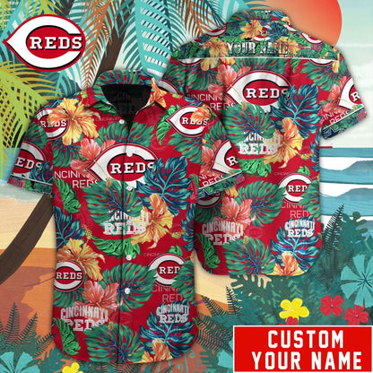 Cincinnati Reds Special Hawaiian Design Button Shirt V2304 - The Lucky Shops