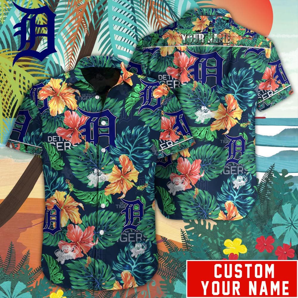 Detroit Tigers Special Hawaiian Design Button Shirt V2304 - The Lucky Shops