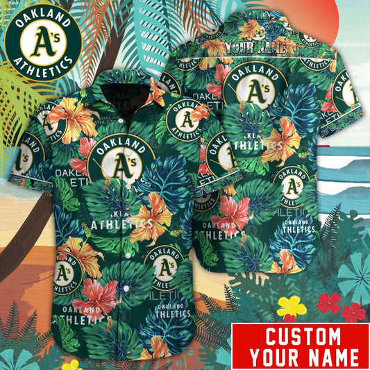 Oakland Athletics Special Hawaiian Design Button Shirt V2304 - The Lucky Shops