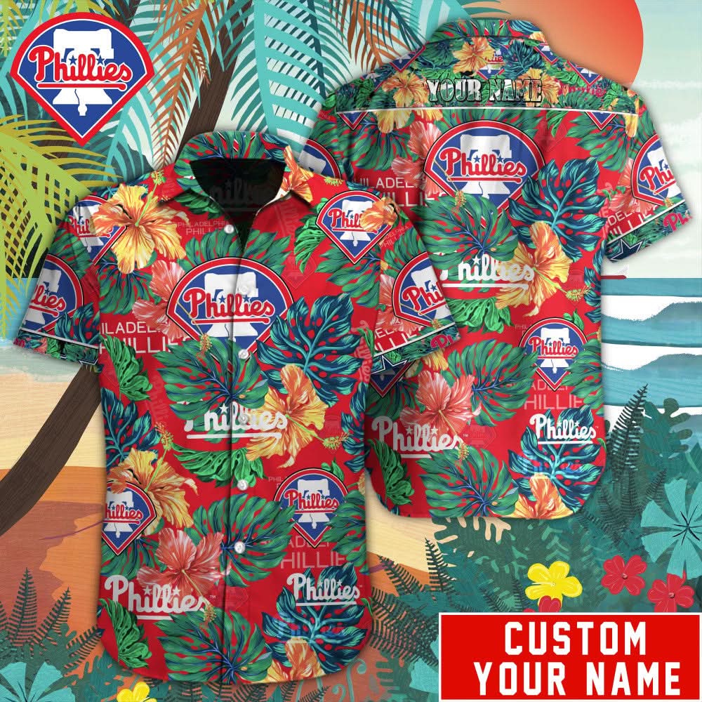 Philadelphia Phillies Special Hawaiian Design Button Shirt V2304 - The Lucky Shops
