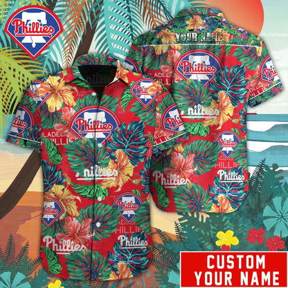 Philadelphia Phillies Special Hawaiian Design Button Shirt V2304 - The Lucky Shops