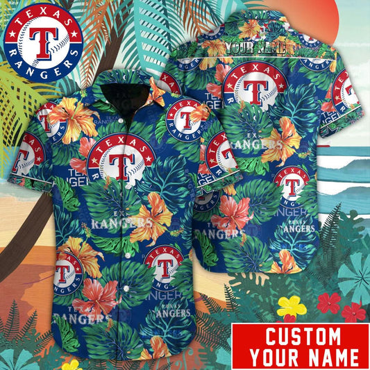 Texas Rangers Special Hawaiian Design Button Shirt V2304 - The Lucky Shops