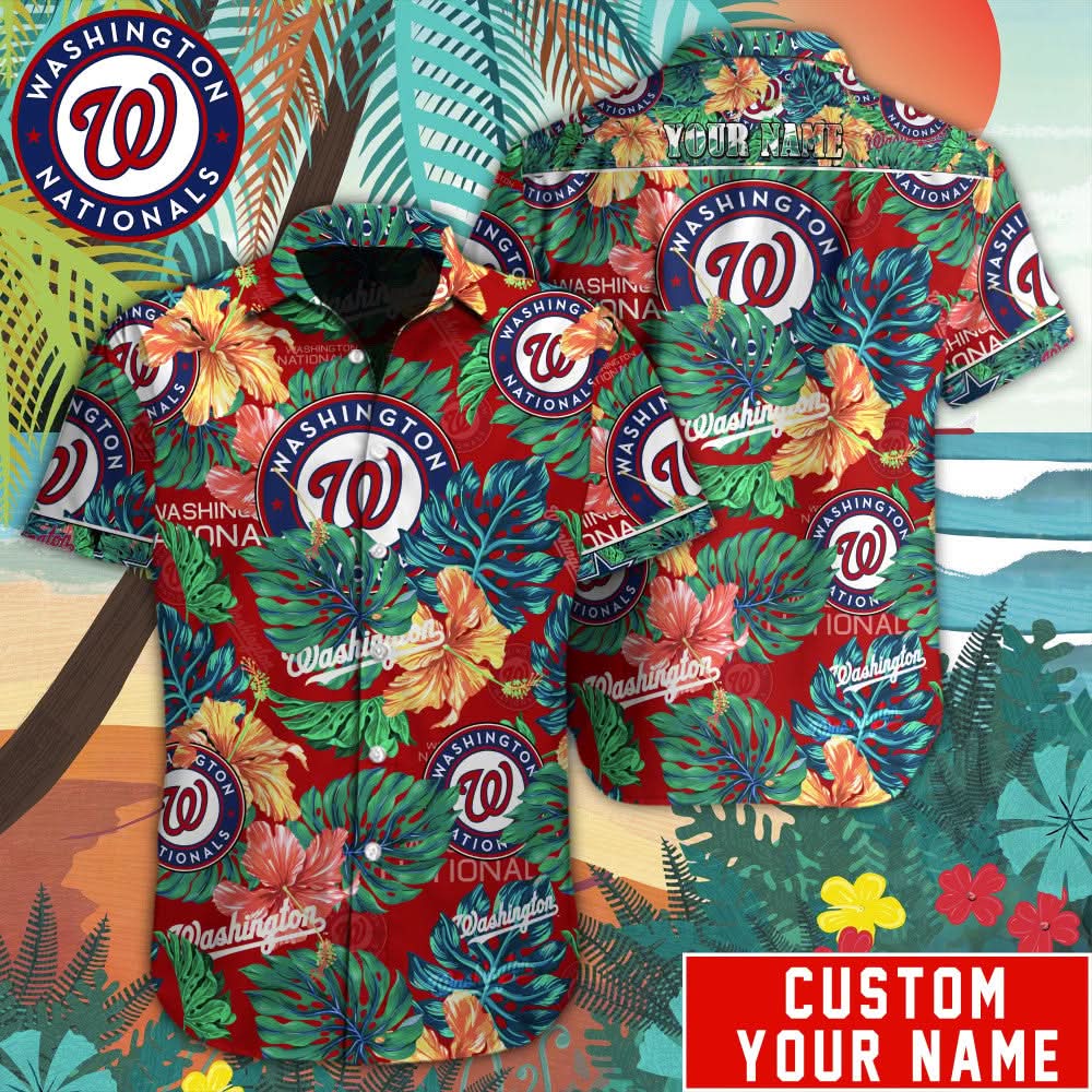 Washington Nationals Special Hawaiian Design Button Shirt V2304 - The Lucky Shops
