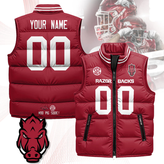 Personalized Arkansas Razorbacks Unisex Puffer Vest