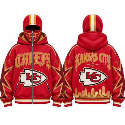 KC Gothic Style Mask Zip Up Hoodie - Printed V2