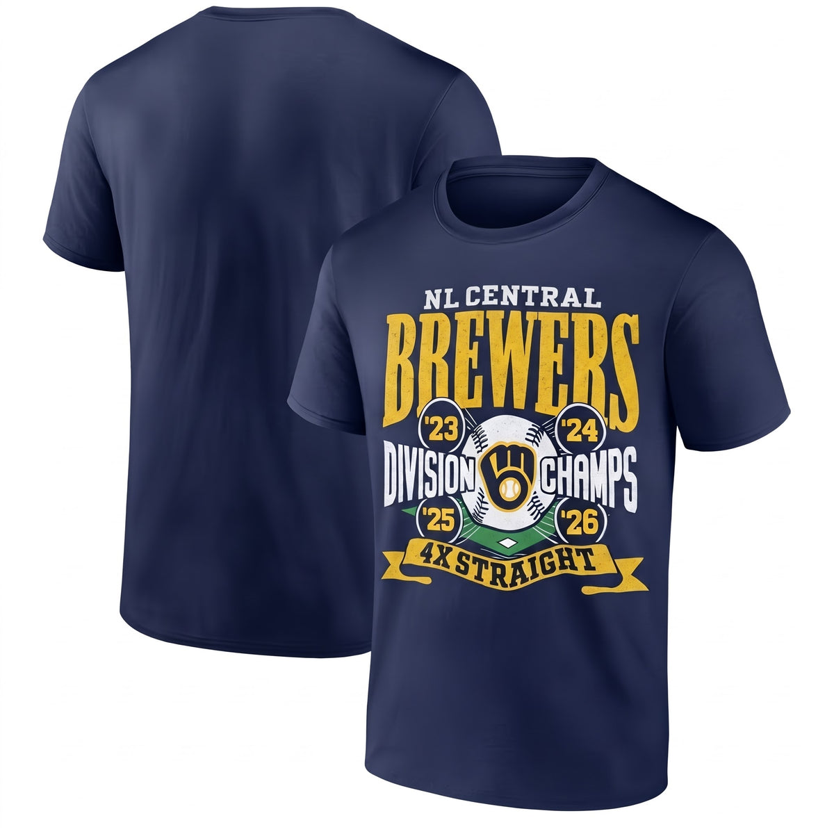 MIL 4X Straight NL Central Division Champs One Side T-Shirt - Printed