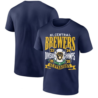 MIL 4X Straight NL Central Division Champs One Side T-Shirt - Printed