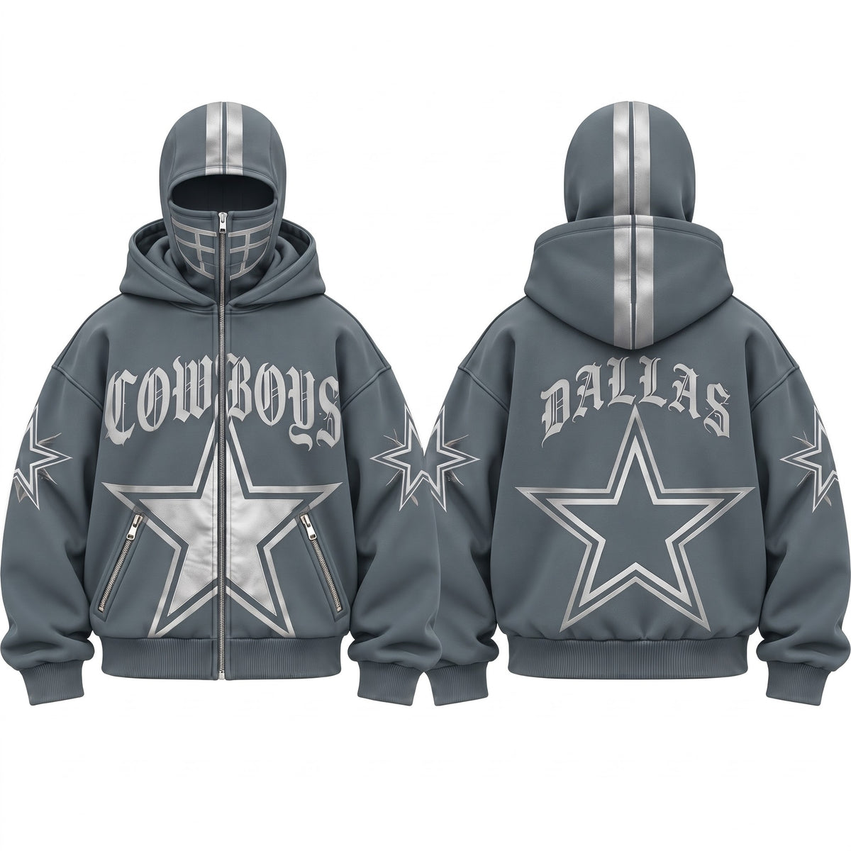 DAL Gothic Style Mask Zip Up Hoodie - Printed