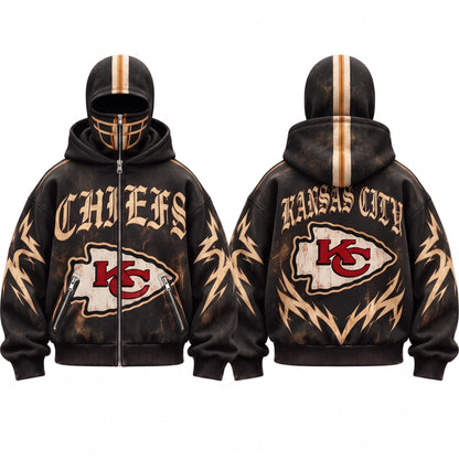 KC Gothic Style Mask Zip Up Hoodie - Printed V1