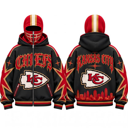 KC Gothic Style Mask Zip Up Hoodie - Printed V2