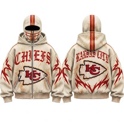 KC Gothic Style Mask Zip Up Hoodie - Printed V1