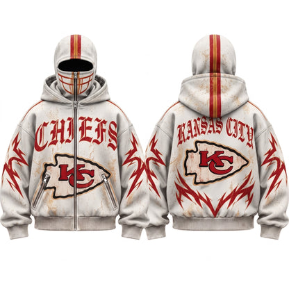 KC Gothic Style Mask Zip Up Hoodie - Printed V1