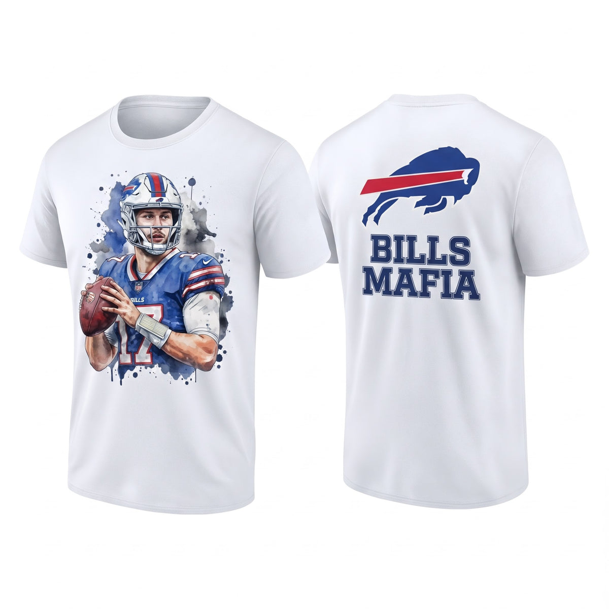 BUF John Allen #17 Two Sides T-Shirt - Printed V1