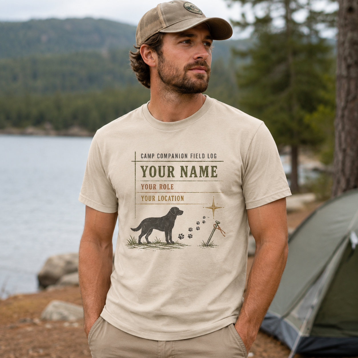 Personalized Dog Camping Sweatshirt, Custom Pet Name Camp Role and Location