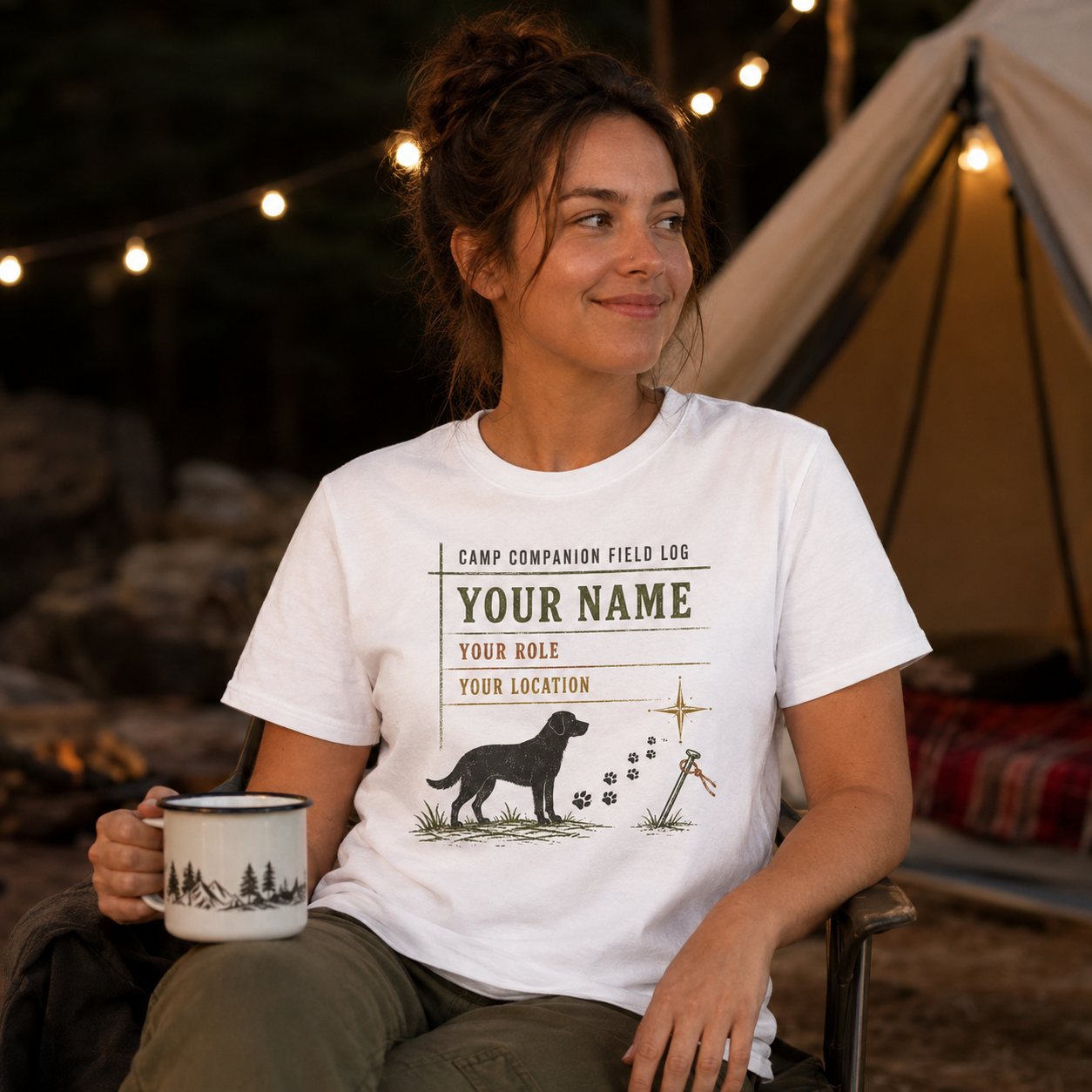 Personalized Dog Camping Sweatshirt, Custom Pet Name Camp Role and Location