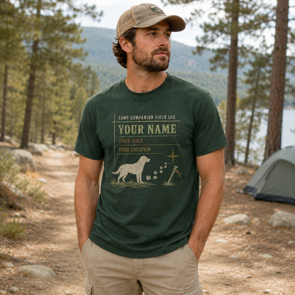Personalized Dog Camping Sweatshirt, Custom Pet Name Camp Role and Location