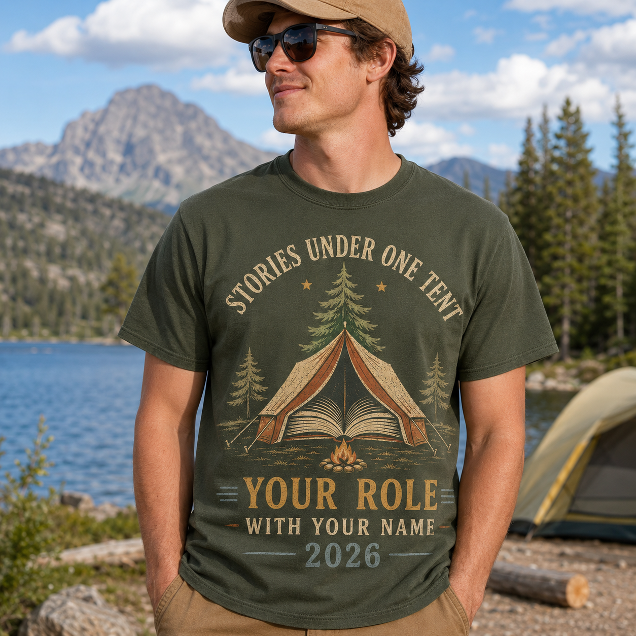 Personalized Grandparents Day Camping T-Shirt, Custom Title and Grandchild Names