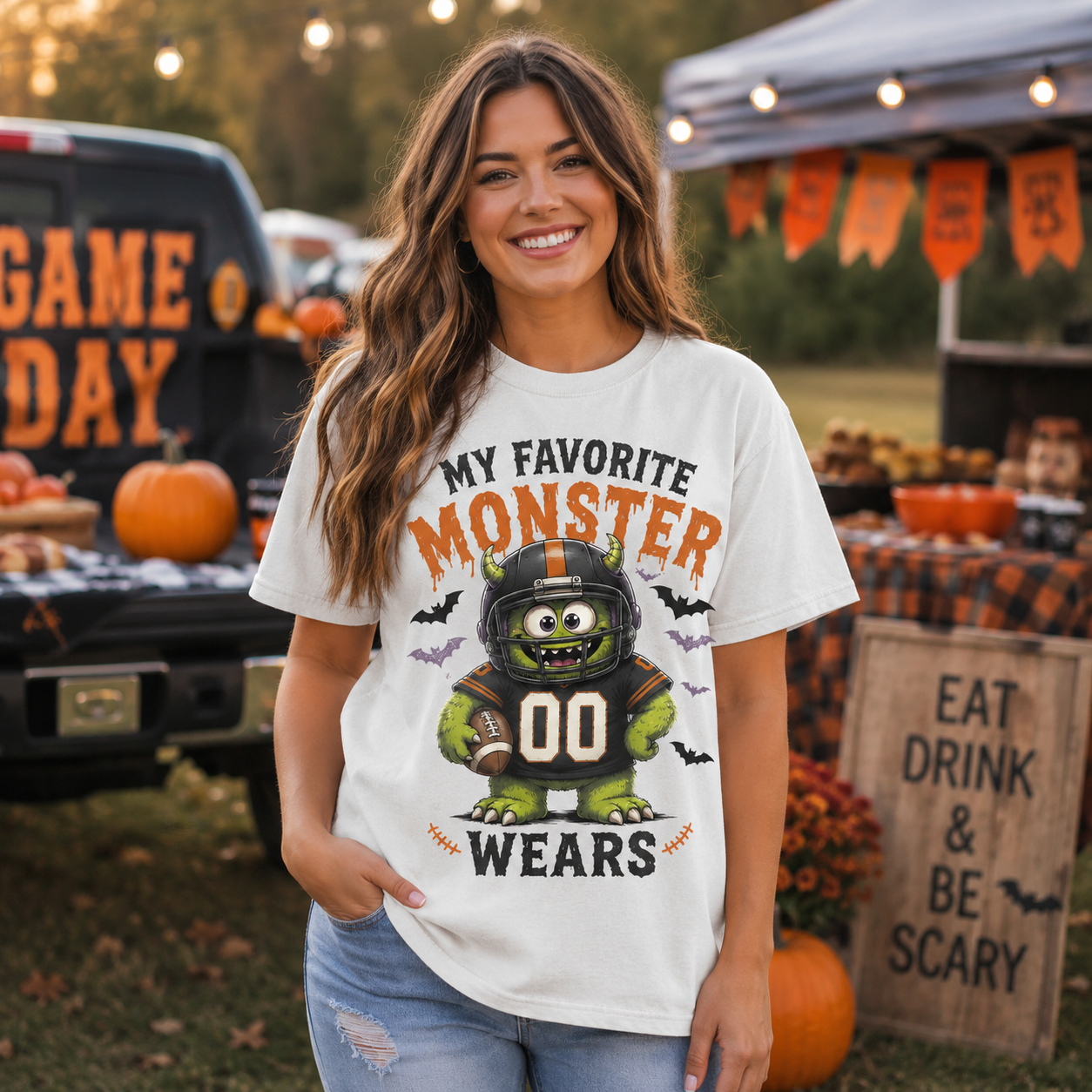 Personalized Football Mom Halloween Player Number Comfort Colors T-Shirt
