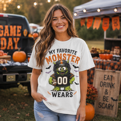 Personalized Football Mom Halloween Player Number Comfort Colors T-Shirt