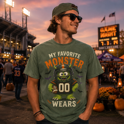 Personalized Football Mom Halloween Player Number Comfort Colors T-Shirt