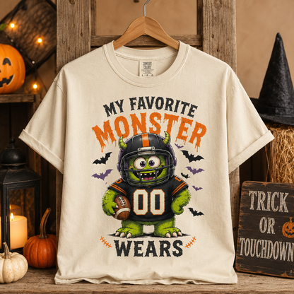 Personalized Football Mom Halloween Player Number Comfort Colors T-Shirt