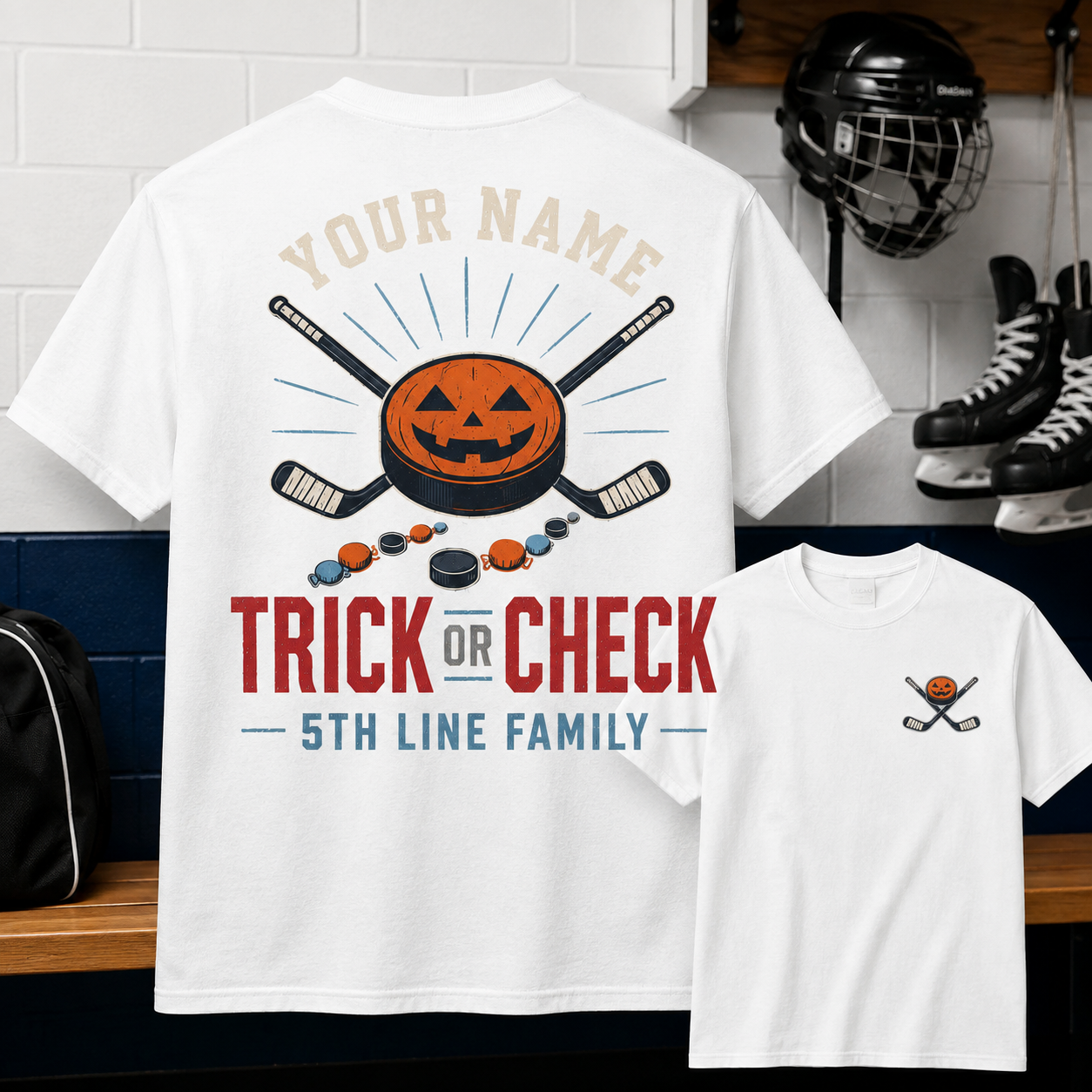 Personalized Fifth Line Hockey Halloween Family T-Shirt