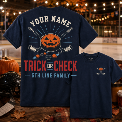 Personalized Fifth Line Hockey Halloween Family T-Shirt