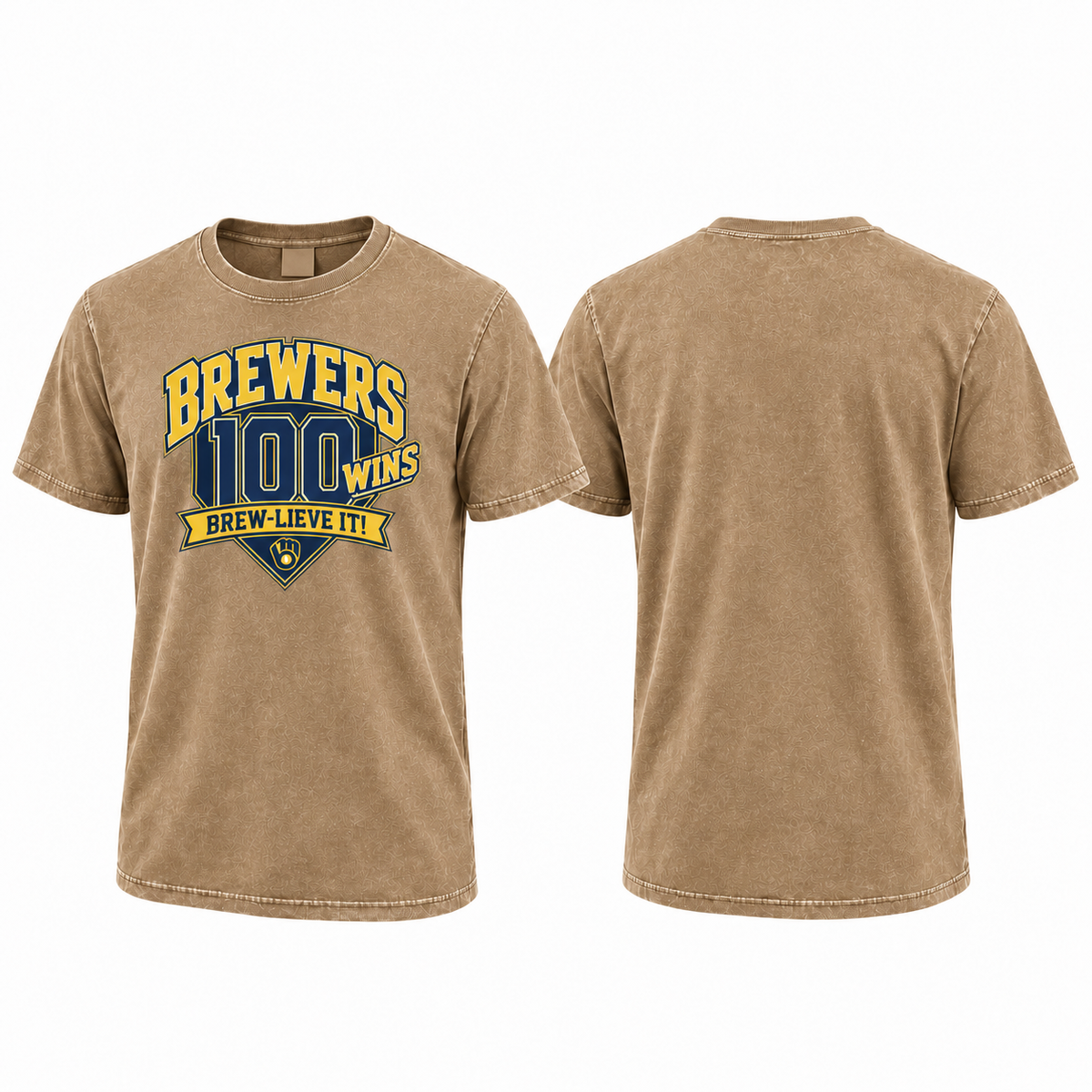 MIL 100 Wins Brew-lieve It Washed T-Shirt - Printed
