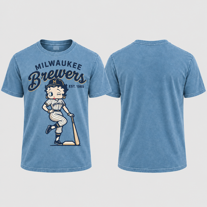 MIL Baseball Girl Washed T-Shirt - Printed