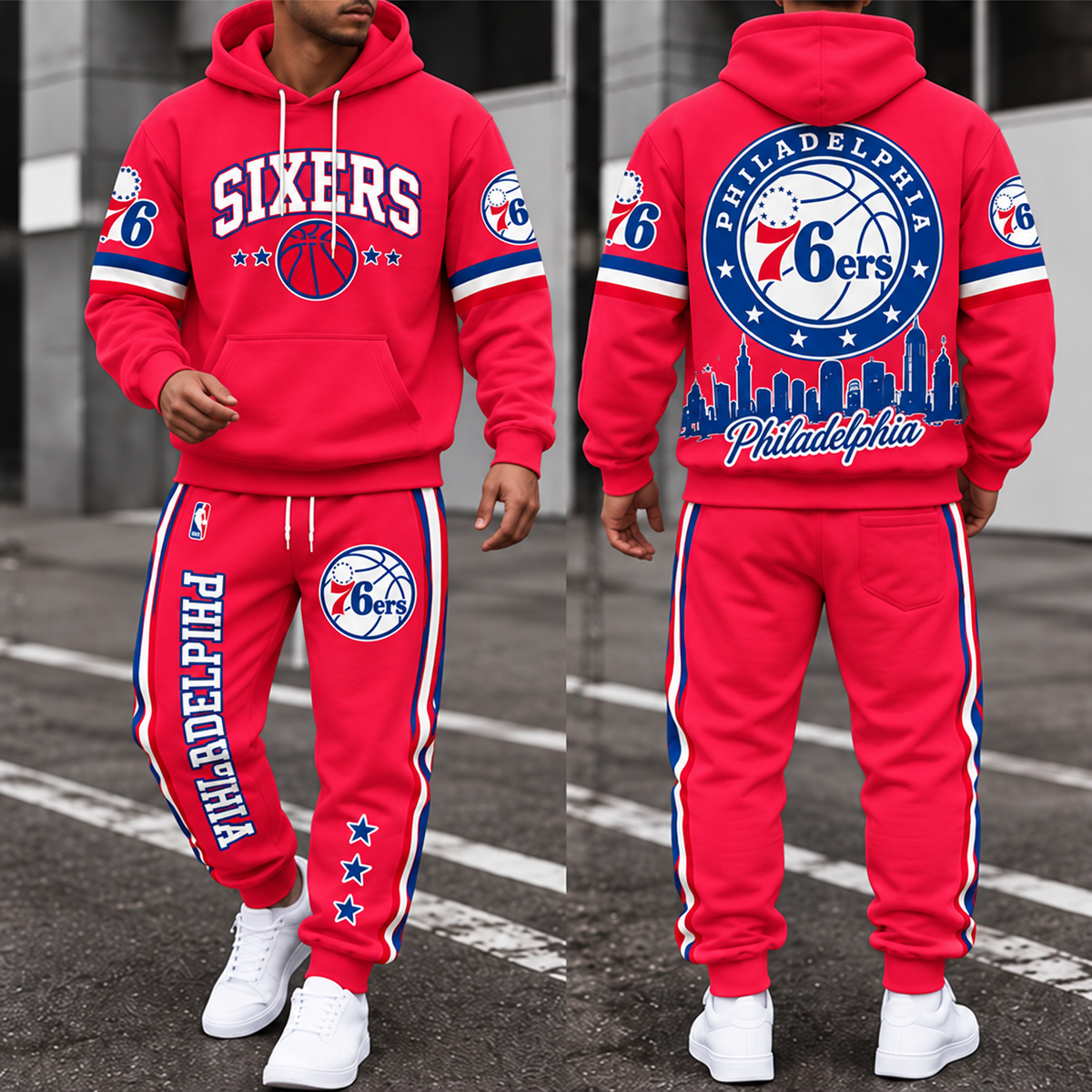 Philadelphia 76ers Streetwear Hoodie Pants Set - Printed