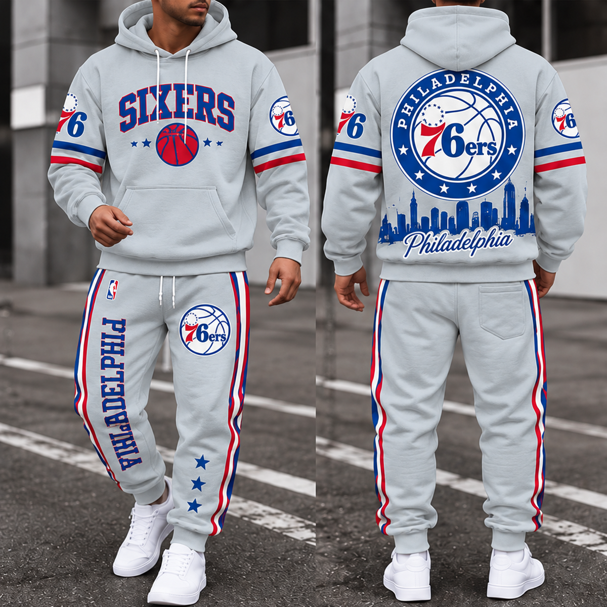 Philadelphia 76ers Streetwear Hoodie Pants Set - Printed