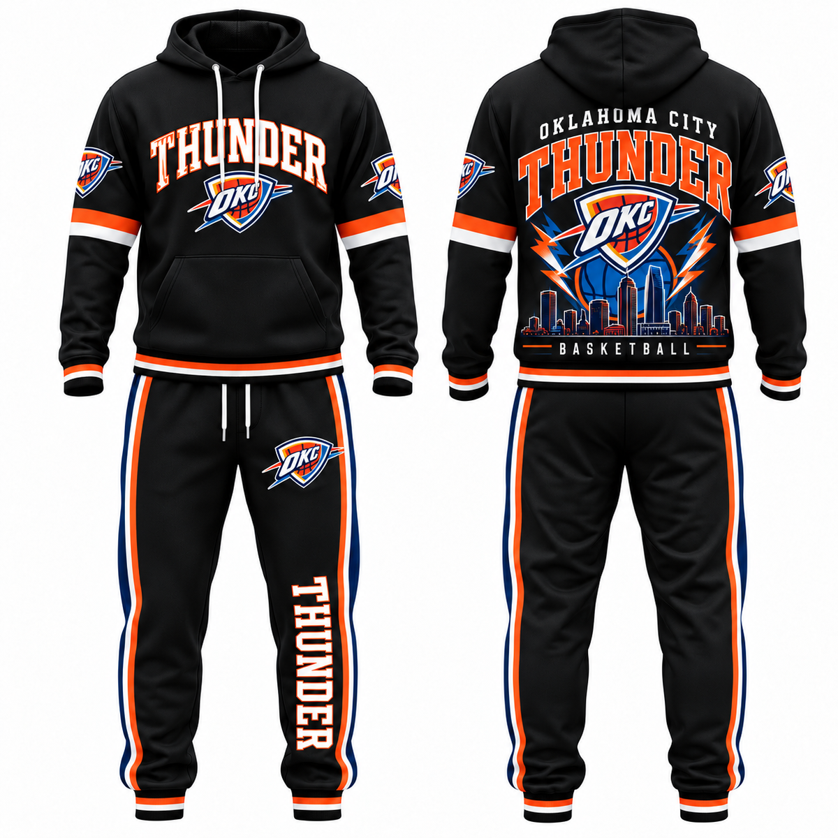 OKC Streetwear Hoodie Pants Set - Printed