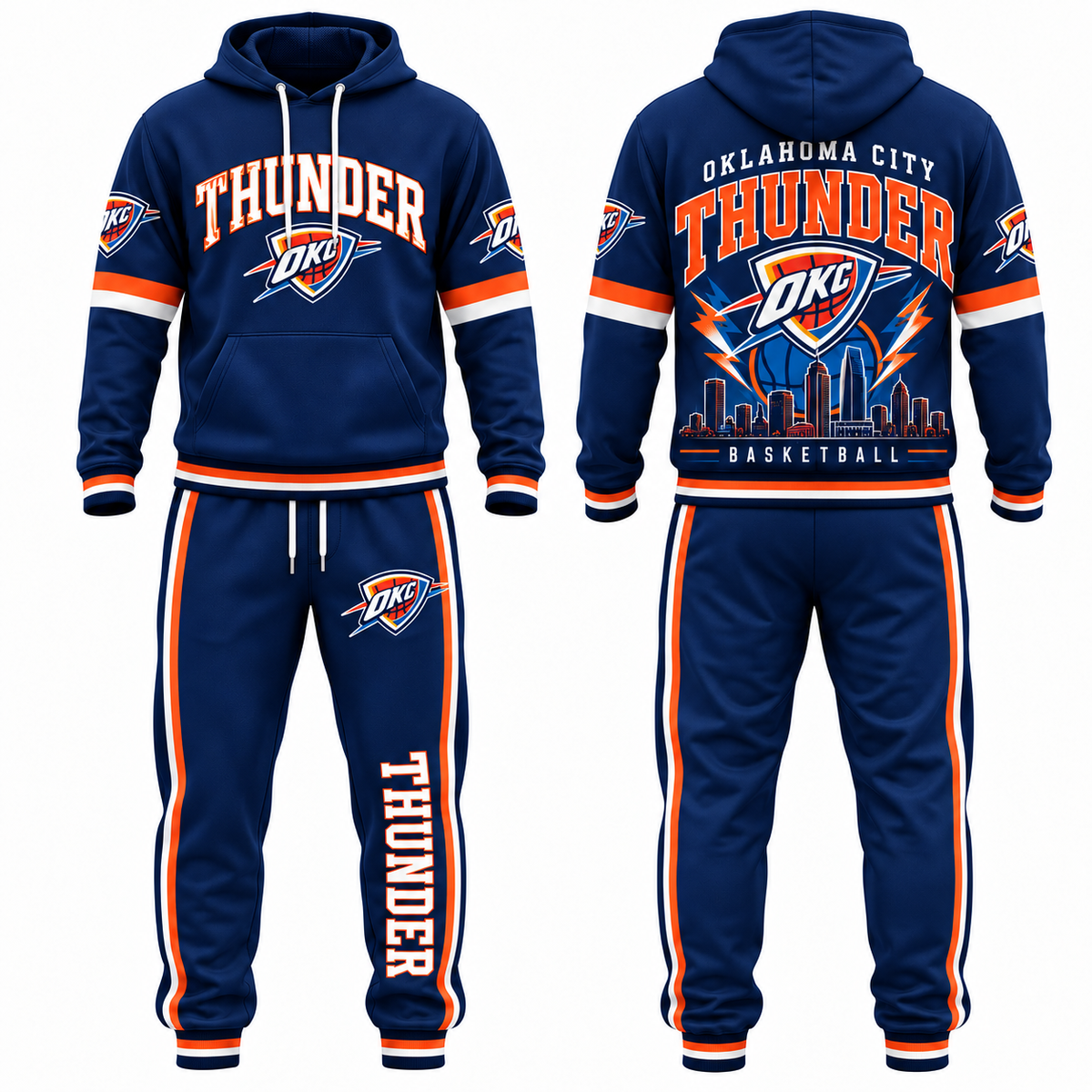 OKC Streetwear Hoodie Pants Set - Printed
