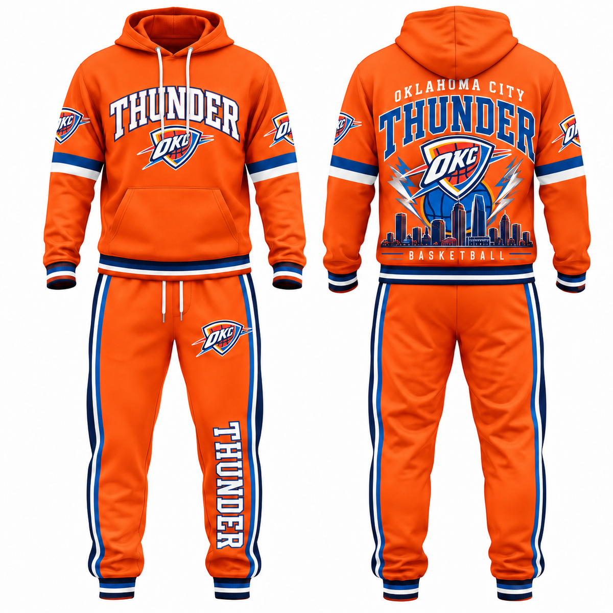 OKC Streetwear Hoodie Pants Set - Printed