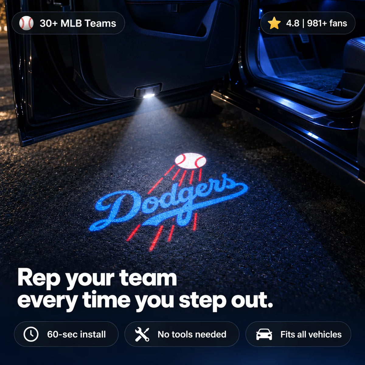 Baseball Car Door Projector Lights