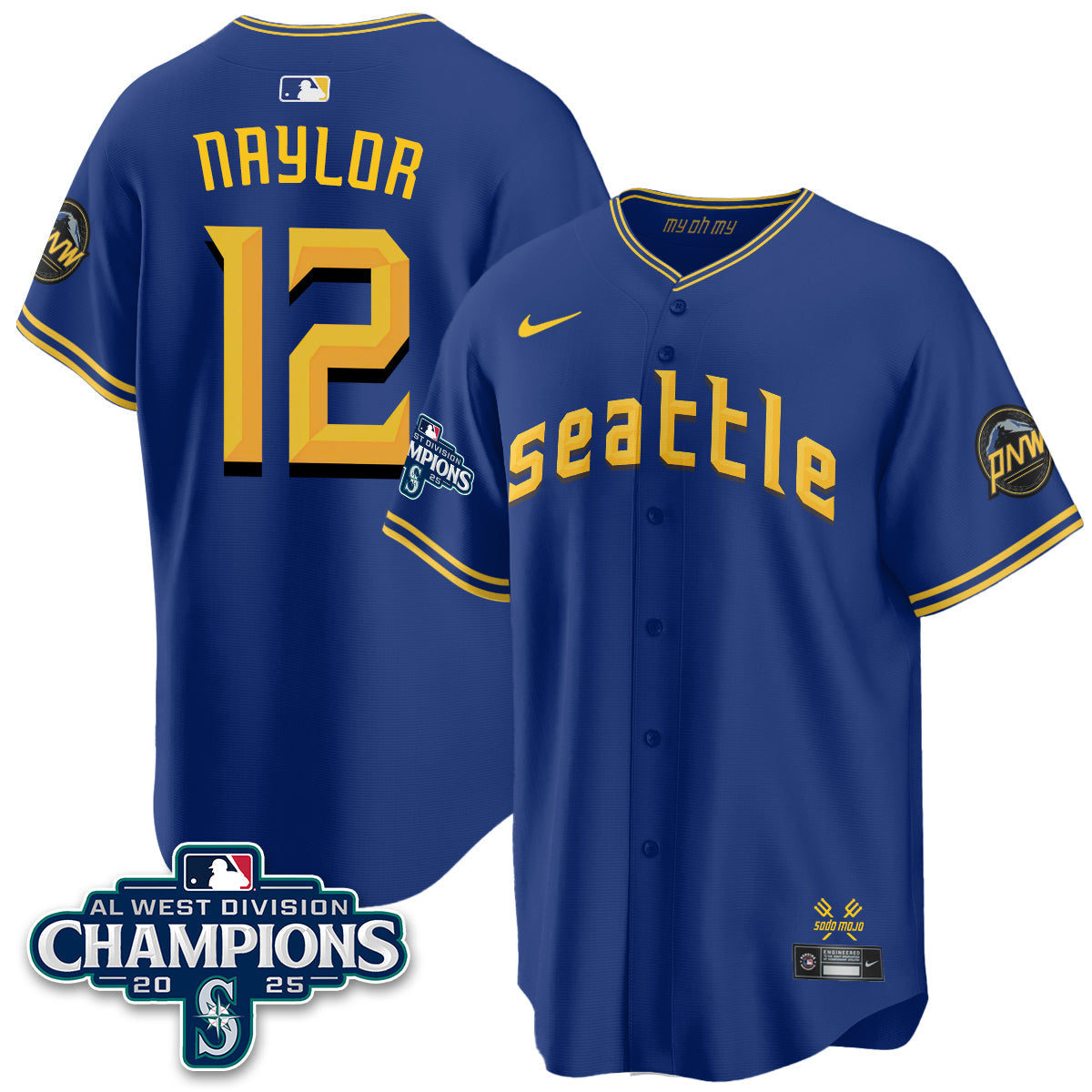 Seattle Mariners 2025 AL West Division Champions Jersey - All Stitched