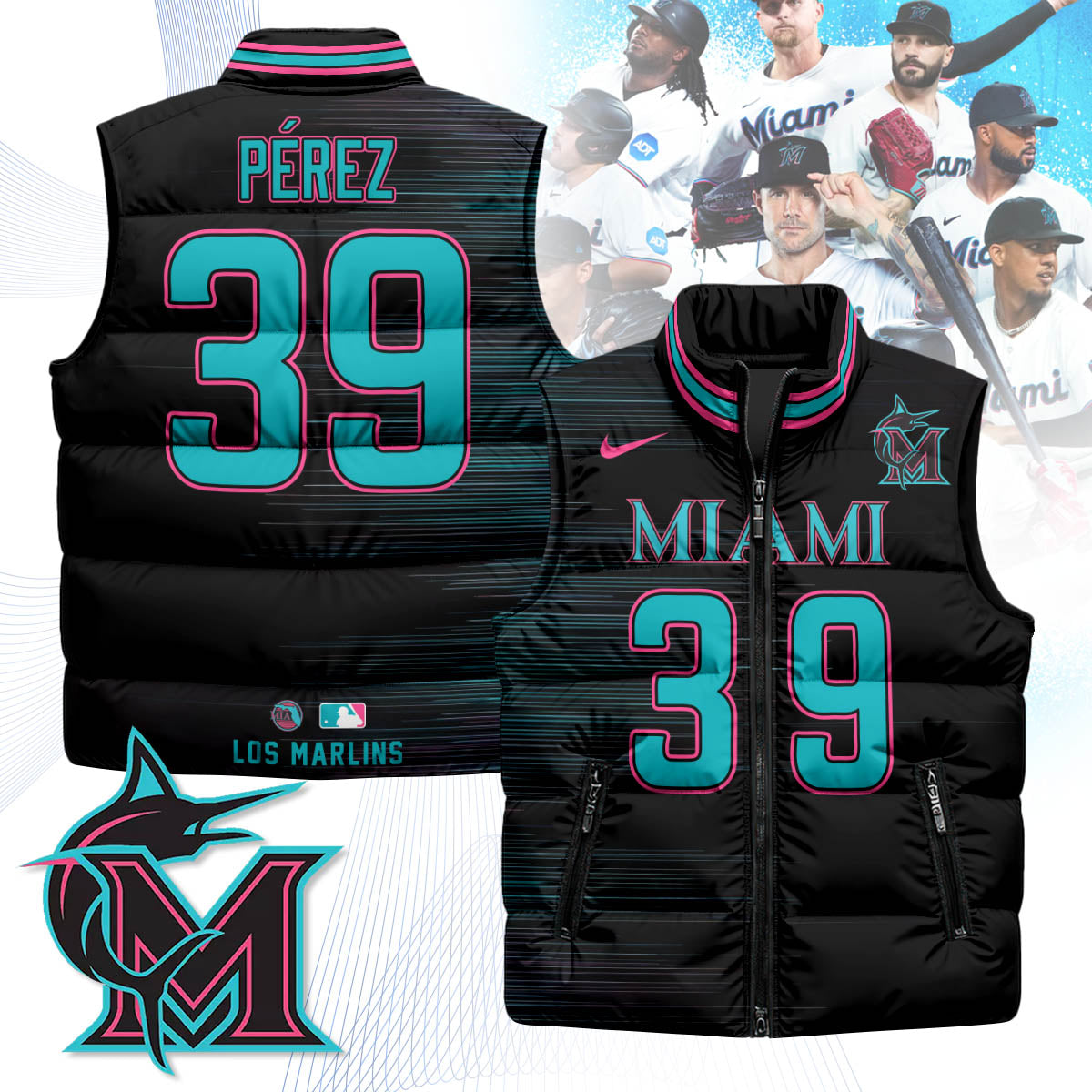 Miami Marlins Unisex Puffer Vest