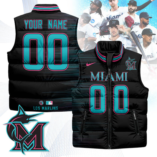 Personalized Miami Marlins Unisex Puffer Vest