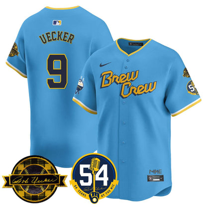 Milwaukee Brewers Jersey - Bob Uecker, 54 Seasons for Brewers Jersey - All Stitched