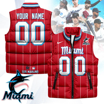Personalized Miami Marlins Unisex Puffer Vest