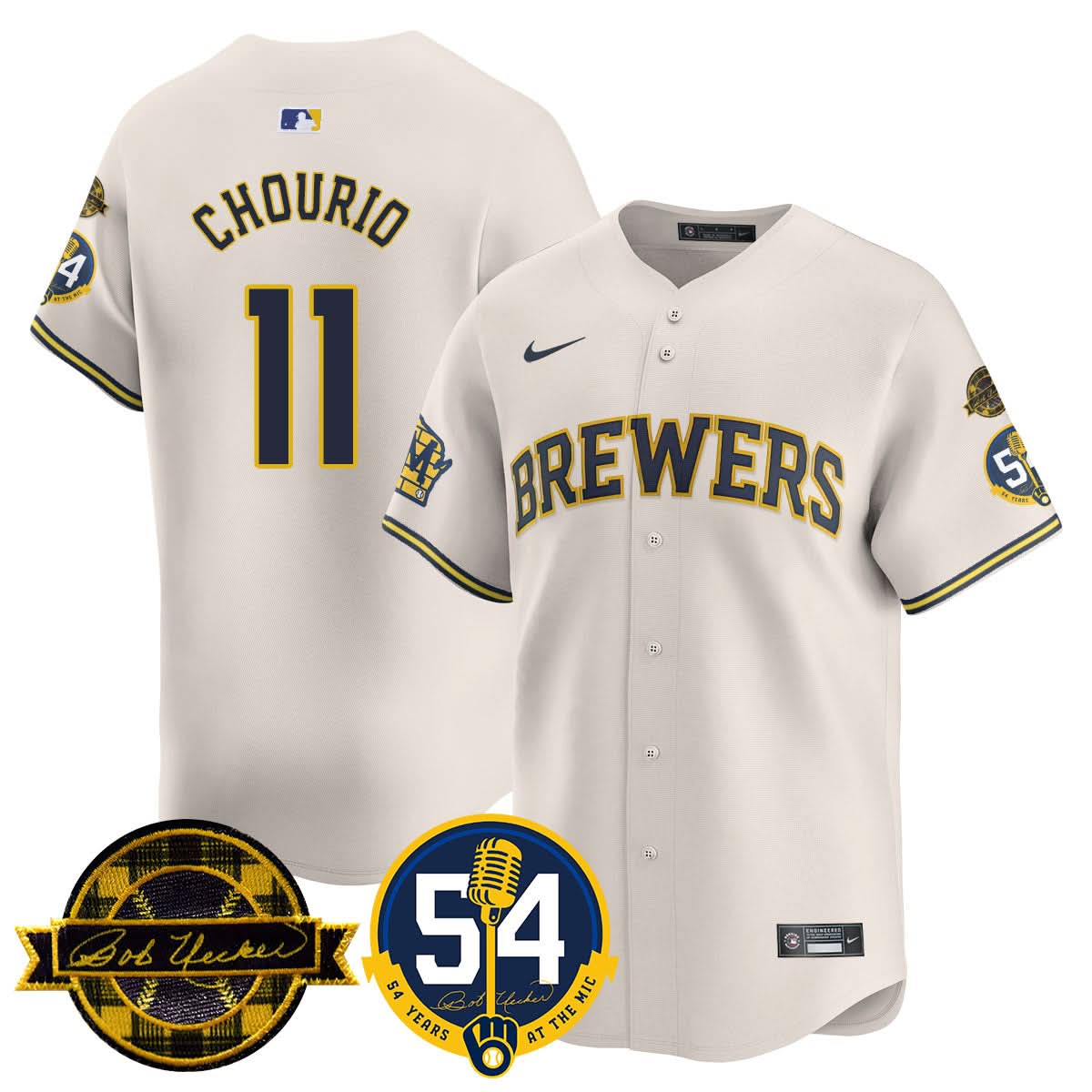 Milwaukee Brewers Jersey - Bob Uecker, 54 Seasons for Brewers Jersey - All Stitched