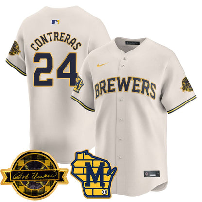 Milwaukee Brewers 2025 Limited Gold Jersey - Bob Uecker Patch - All Stitched