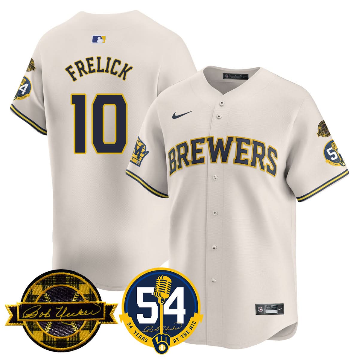Milwaukee Brewers Jersey - Bob Uecker, 54 Seasons for Brewers Jersey - All Stitched